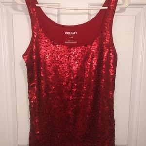 NWOT Old Navy Red Sequin Glitter Top